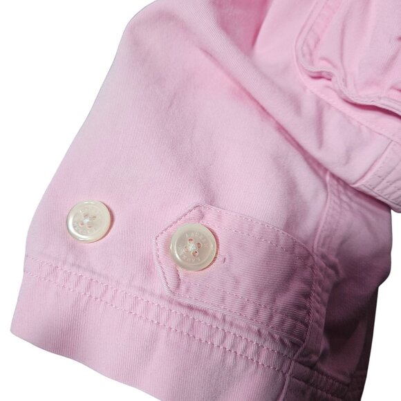 Lauren Pink Cargo Pants Womens Size 14 P Relaxed Fit Cotton Blend With Button De - Picture 3 of 10